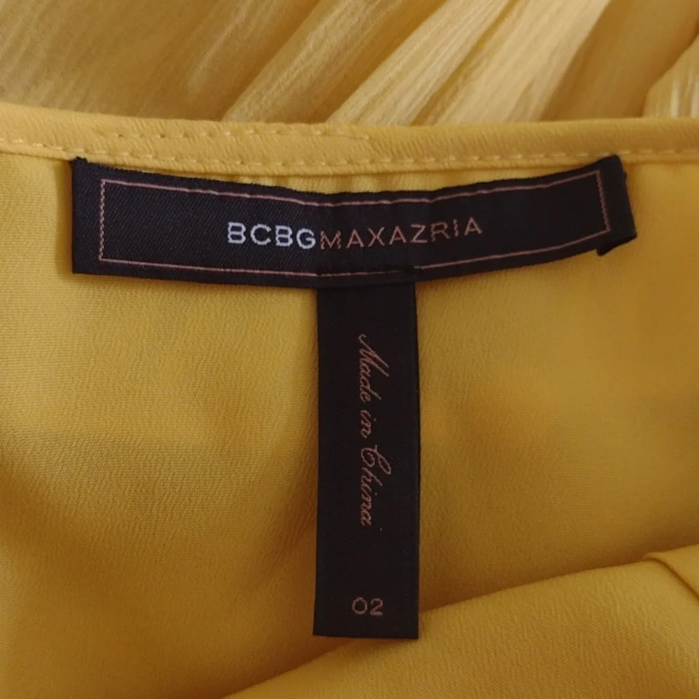 BCBG midi canary yellow dress 100% silk - Picture 7 of 8